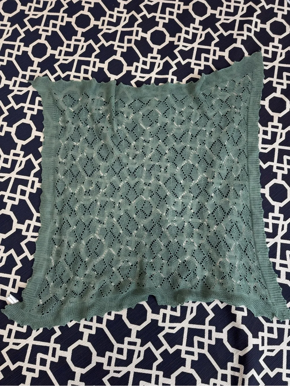 Vintage Laura Ashley Lace Knit Cotton Scarf Shawl Cottagecore
